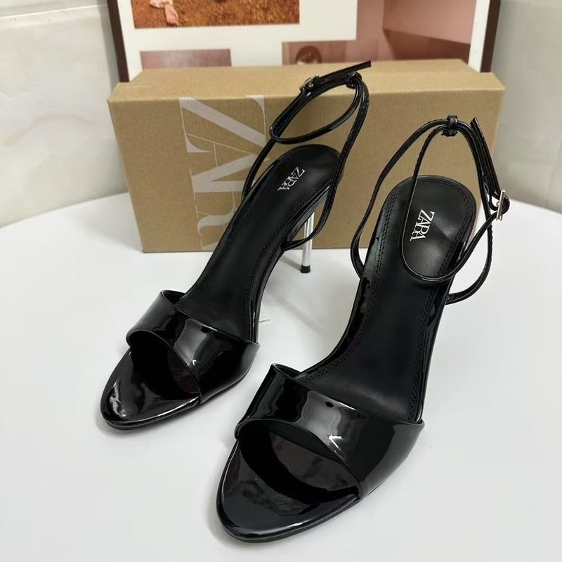 Za Women'S Shoes Low Heel Elegant Socialite High Heels Shallow Mouth Rear Trip Strap Single Shoes - Image 5